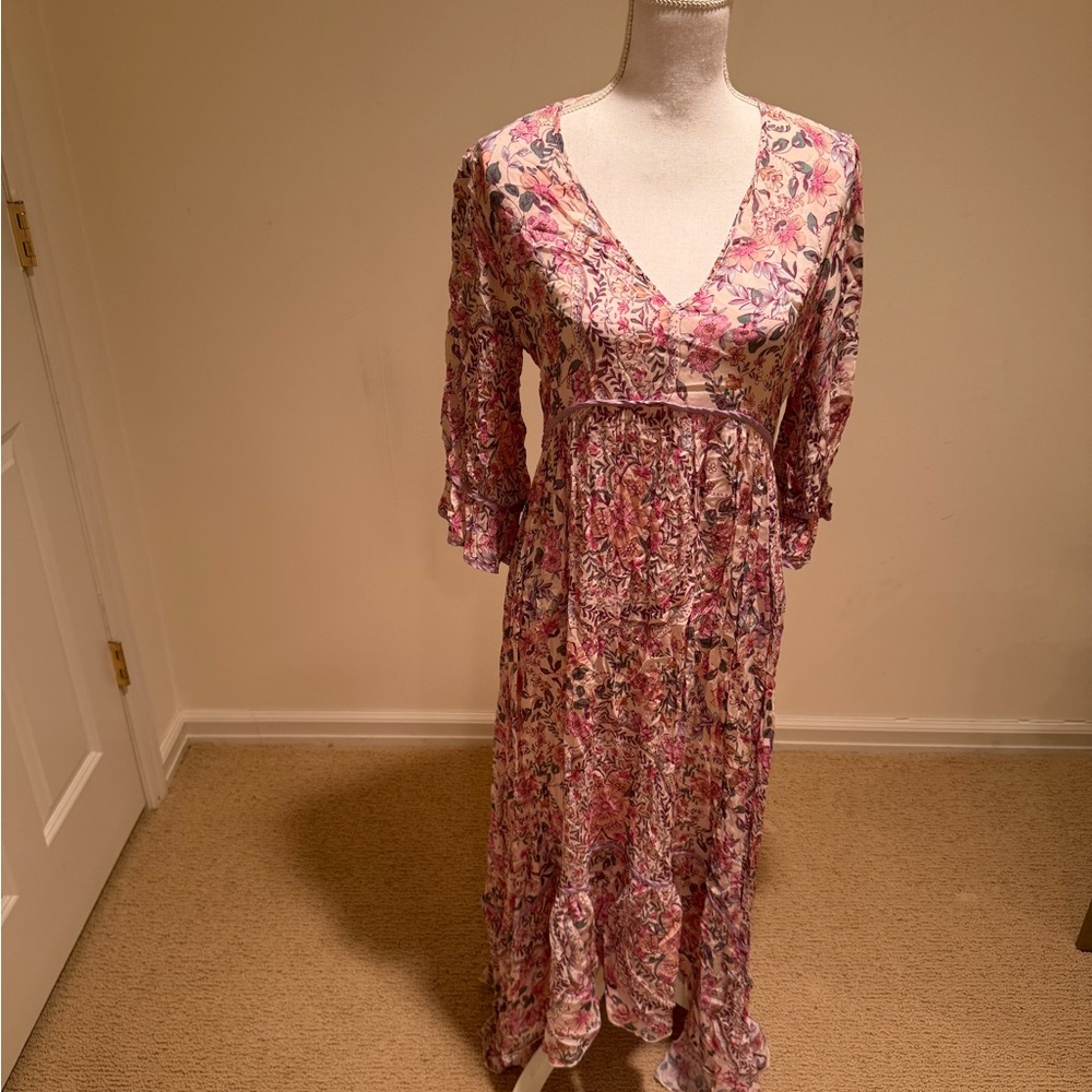 Johnny Was Floral Dress with Pink Accents